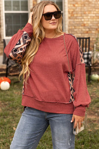 Geometric Round Neck Long Sleeve Sweatshirt