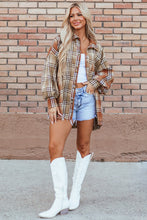 Load image into Gallery viewer, Plaid Snap Down Dropped Shoulder Shacket
