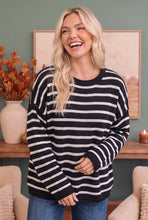 Load image into Gallery viewer, Everyday Me Stripe Knit Pullover in Black
