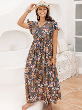 Load image into Gallery viewer, Ruffled Printed Cap Sleeve Dress (2 color options)
