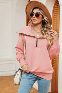 Half Zip Lantern Sleeve Sweatshirt  (multiple color options)