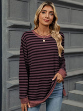 Load image into Gallery viewer, Striped Round Neck Long Sleeve Top (multiple color options)
