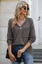 Load image into Gallery viewer, Exposed Seam V-Neck Long Sleeve Top (multiple color options)
