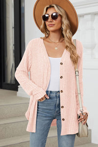 Ribbed Button Up Long Sleeve Cardigan (multiple color options)