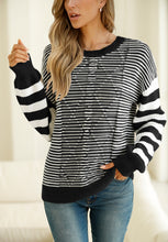 Load image into Gallery viewer, Striped Round Neck Dropped Shoulder Sweater (multiple color options)
