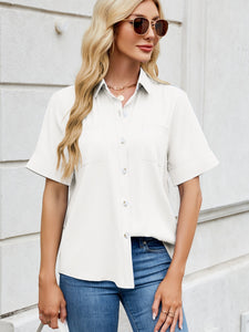 Collared Neck Short Sleeve Shirt (multiple color options)