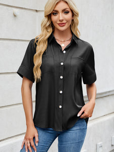 Collared Neck Short Sleeve Shirt (multiple color options)