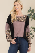 Load image into Gallery viewer, Leopard Color Block Exposed Seam Top
