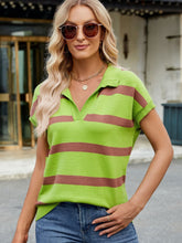 Load image into Gallery viewer, Striped Johnny Collar Cap Sleeve Sweater (multiple color options)
