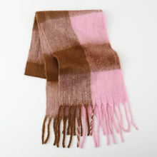 Load image into Gallery viewer, Fringe Contrast Plaid Polyester Scarf (multiple color options)
