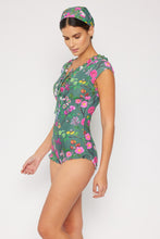 Load image into Gallery viewer, Bring Me Flowers V-Neck One Piece Swimsuit In Sage
