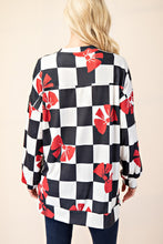 Load image into Gallery viewer, Checkered Bow Print Round Neck Top
