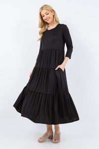 Tiered Midi Dress with Pockets