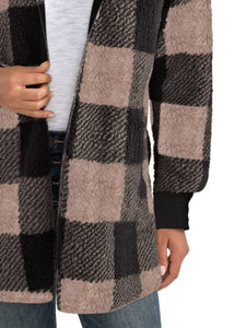 Plaid Long Sleeve Hooded Coat (multiple color options)