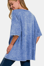 Load image into Gallery viewer, Washed Round Neck Drop Shoulder Oversized T-Shirt in Blue
