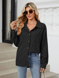 Button Up Long Sleeve Shirt with Breast Pockets (multiple color options)