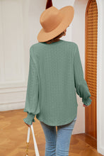 Load image into Gallery viewer, Notched Neck Flounce Sleeve Blouse (multiple color options)
