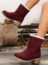 Load image into Gallery viewer, Thermal Fuzzy Block Heel Boots (multiple color options)
