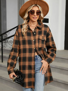 Plaid Collared Neck Long Sleeve Shirt (multiple color options)