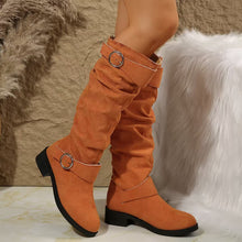 Load image into Gallery viewer, Buckle Round Toe Block Heel Boots (multiple color options)
