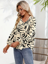 Load image into Gallery viewer, Printed Notched Long Sleeve Blouse
