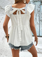 Load image into Gallery viewer, Embroidered Square Neck Cap Sleeve Blouse
