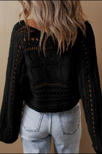 Openwork Cable Knit Long Sleeve Sweater (2 color options)