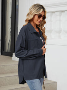 Button Up Long Sleeve Shirt with Breast Pockets (multiple color options)