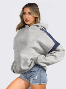 Contrast Dropped Shoulder Long Sleeve Hoodie (multiple color options)