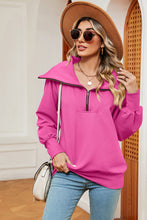 Load image into Gallery viewer, Half Zip Lantern Sleeve Sweatshirt  (multiple color options)
