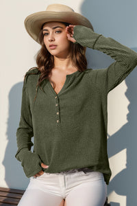 Notched Thumbhole Long Sleeve Top (multiple color options)