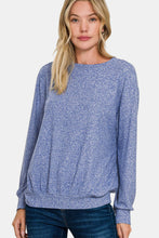 Load image into Gallery viewer, Melange Round Neck Top in Navy
