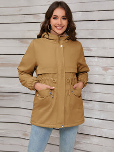 Drawstring Long Sleeve Hooded Jacket (multiple color options)