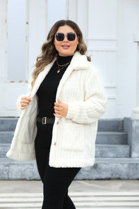 Collared Neck Button Down Fuzzy Outerwear