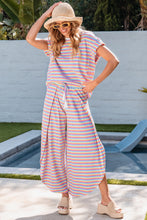Load image into Gallery viewer, Striped Round Neck Top and Drawstring Pants Set (multiple color options)
