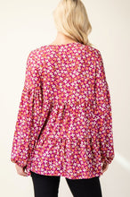 Load image into Gallery viewer, Floral V-Neck Balloon Sleeve Blouse
