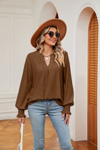 Load image into Gallery viewer, Notched Neck Flounce Sleeve Blouse (multiple color options)
