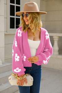 Floral Open Front Fuzzy Cardigan (multiple color options)