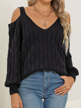 Load image into Gallery viewer, Cable-Knit V-Neck Long Sleeve Sweater (multiple color options)
