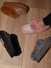 Load image into Gallery viewer, Embellished Faux Fur Platform Booties in Pink
