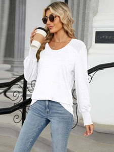 V-Neck Lantern Sleeve Top (multiple color options)