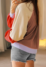 Load image into Gallery viewer, Color Block Round Neck Long Sleeve Sweatshirt
