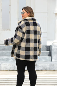 Plaid Button Up Long Sleeve Coat