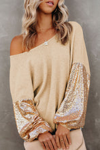 Load image into Gallery viewer, Sequin Waffle-Knit Blouse (multiple color options)
