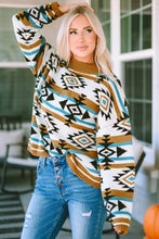 Load image into Gallery viewer, Geometric Round Neck Long Sleeve Sweater
