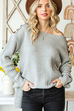 Load image into Gallery viewer, Side Slit Boat Neck Long Sleeve Sweater
