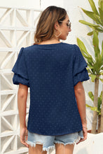 Load image into Gallery viewer, Swiss Dot V-Neck Short Sleeve Blouse  (multiple color options)
