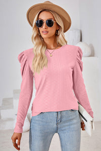 Round Neck Puff Sleeve Top (multiple color options)