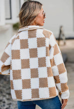 Load image into Gallery viewer, Checkered Snap Down Long Sleeve Teddy Jacket  (multiple color options)
