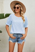 Load image into Gallery viewer, Round Neck Flounce Sleeve Blouse (multiple color &amp; print options)
